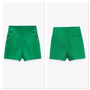 Zara Kelly Green High Waisted Shorts